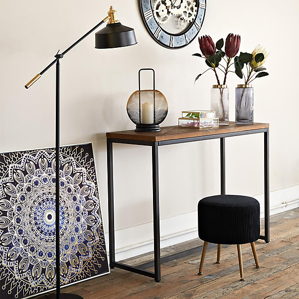 Lampadaire arc Flower noir - métal H155 cm - Atmosphera