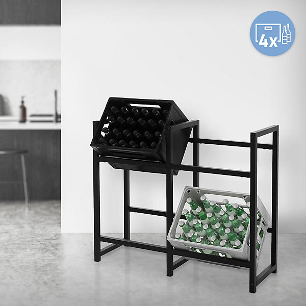 Etagere pour Caisses de Boissons 4 Caisses, 91x31x75,5 cm, Acier