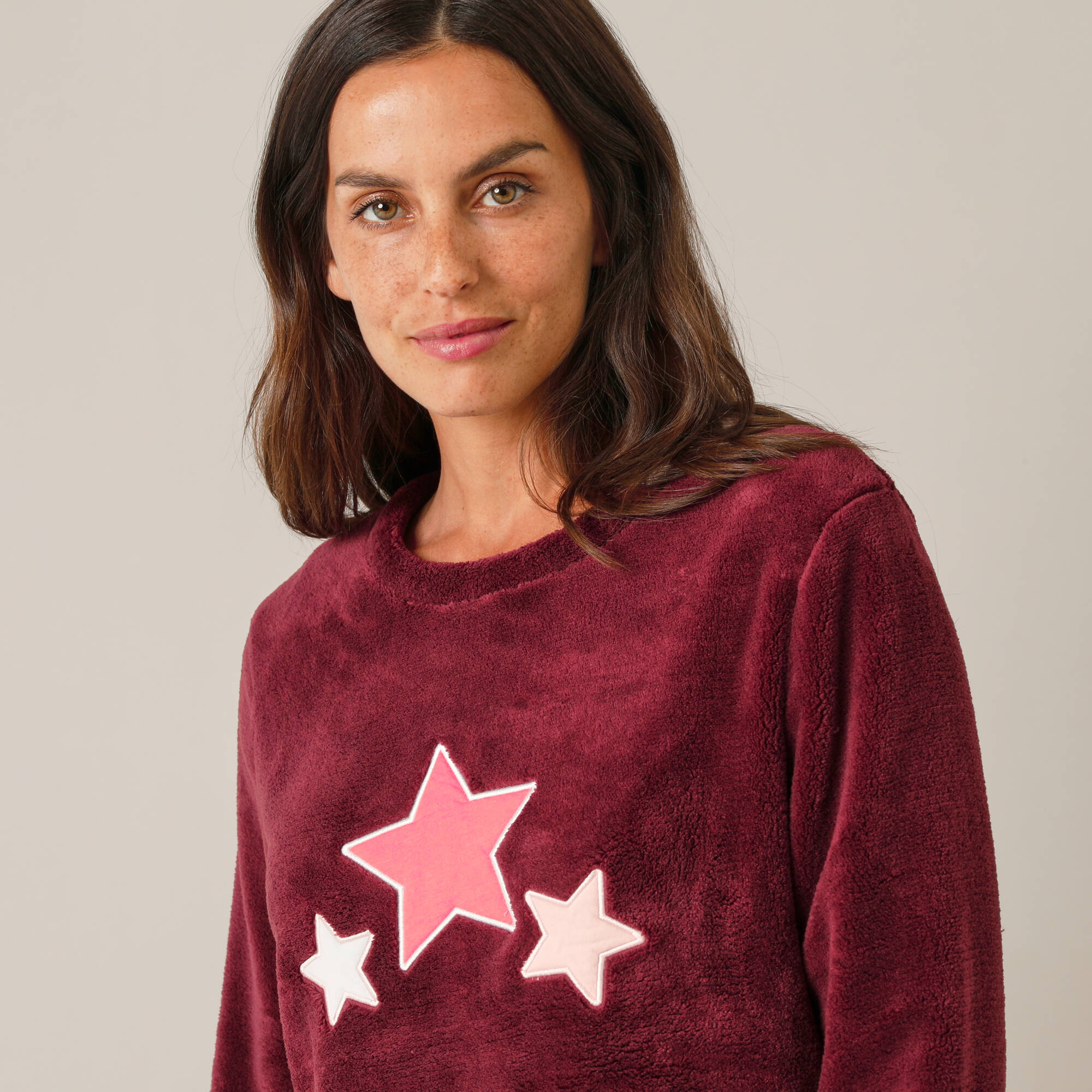 Pyjama pantalon polaire "étoiles", toucher peluche