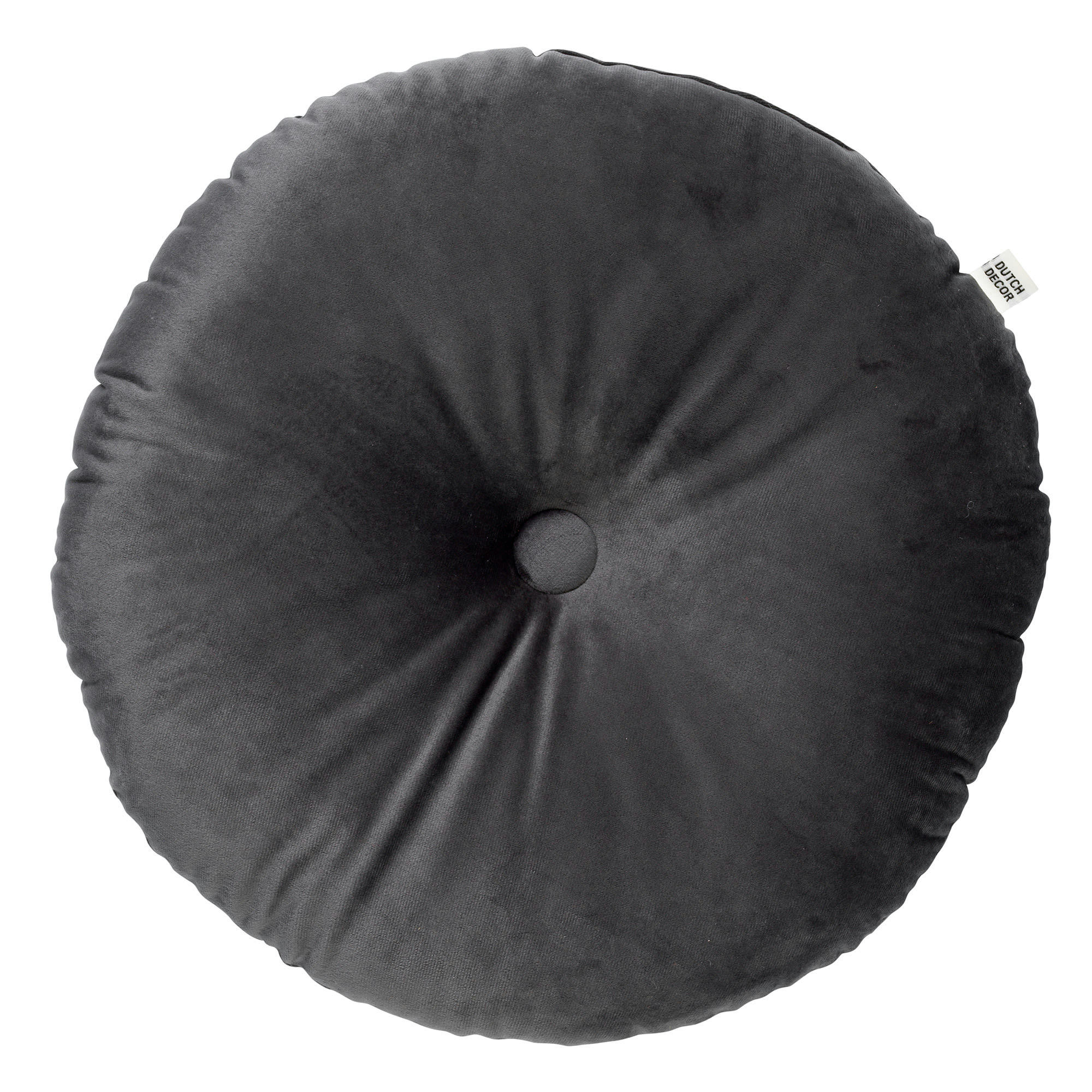 OLLY - Coussin rond gris en velours 40 cm uni