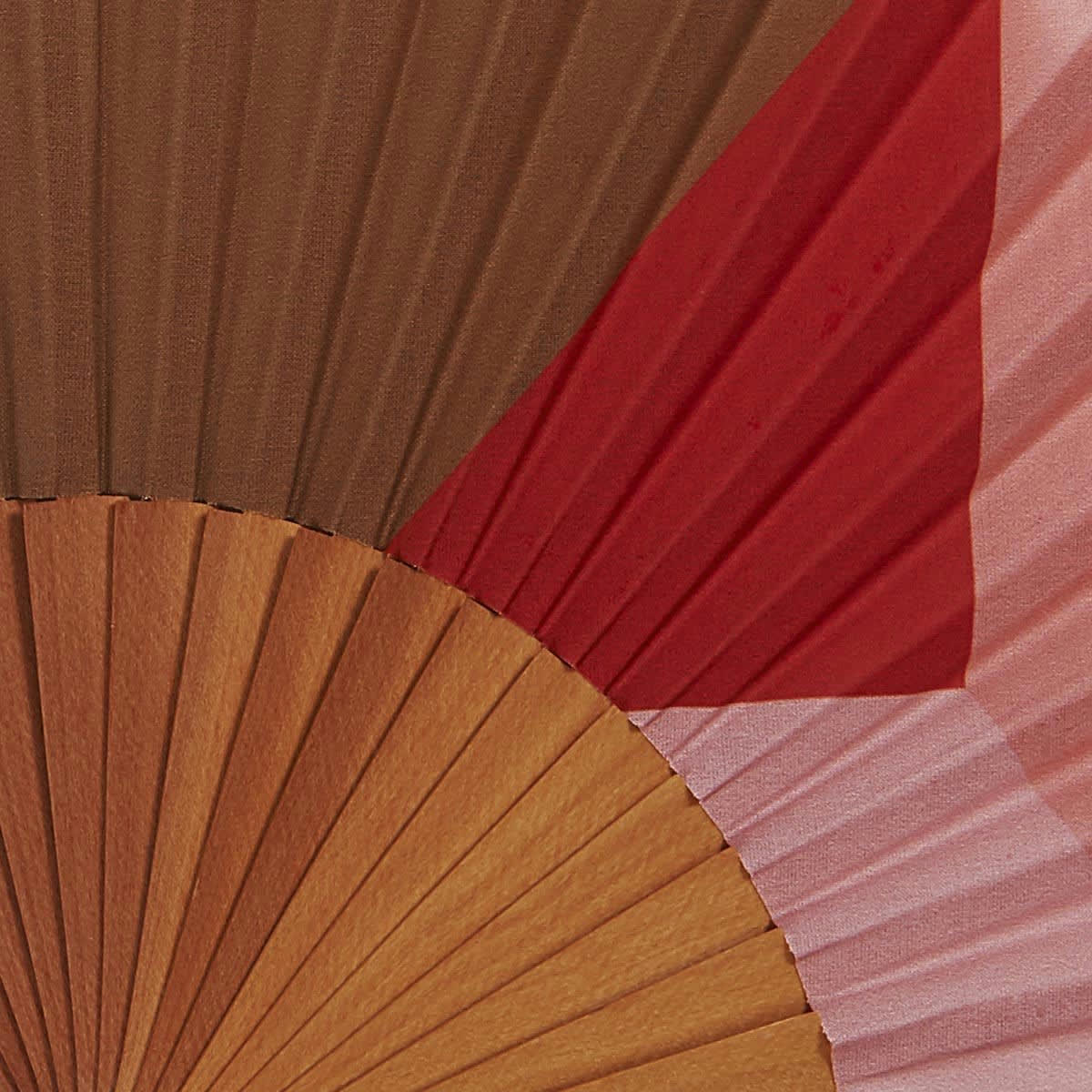 PARADIS - Éventail en bois de merisier et coton motif graphique orange