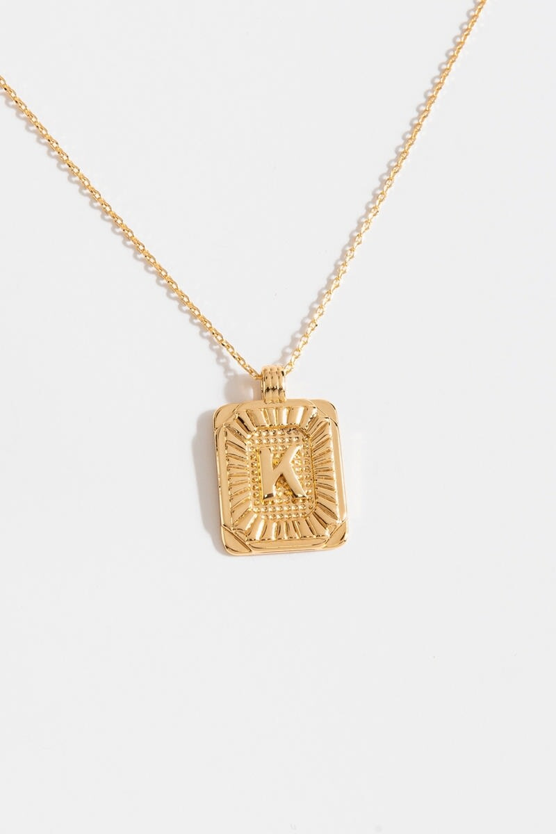Initial ID Tag Pendant Necklace