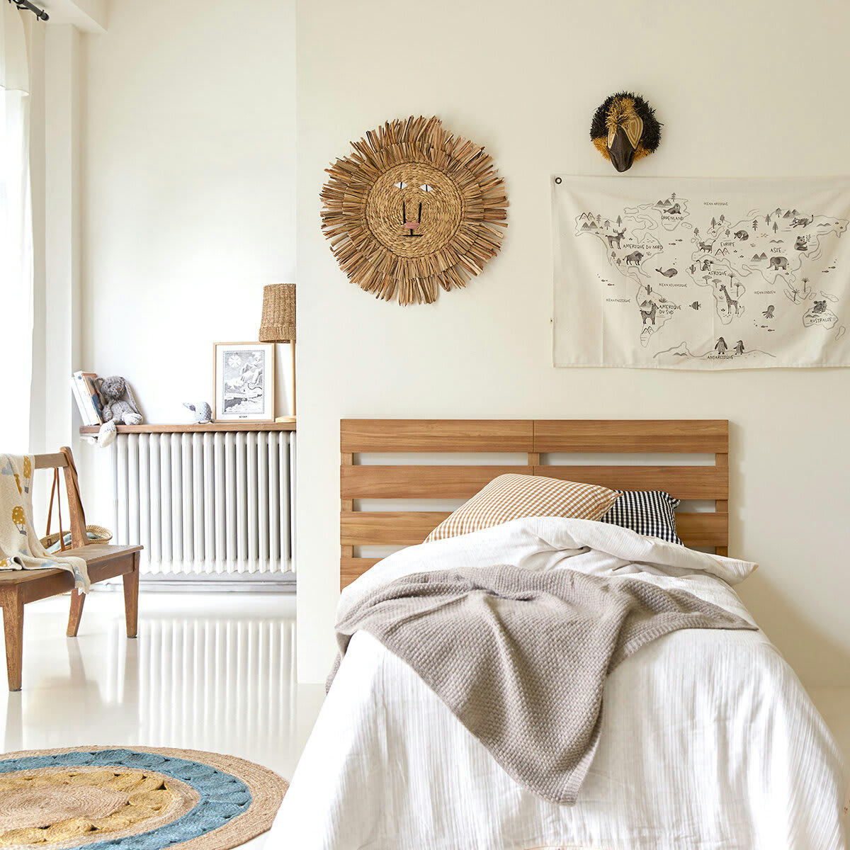 URBAIN - Tête de lit enfant en teck massif 135 cm