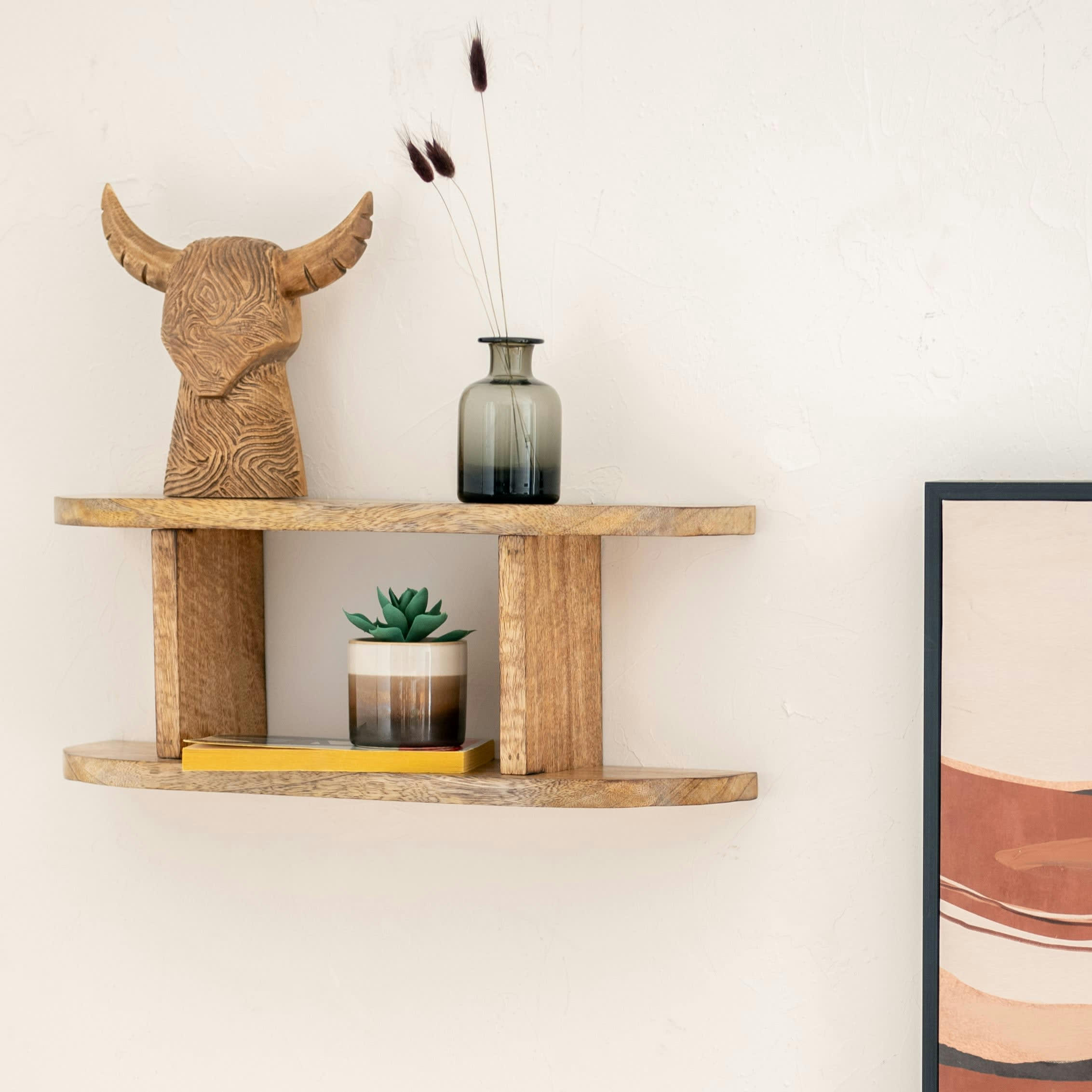 GABIN - Succulente artificielle verte et pot en grès blanc