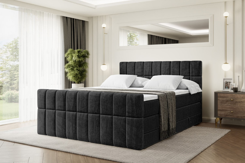 Łóżko kontynentalne z pojemnikiem i materacem H3|H4 MIAMI-Z KING 120x200cm