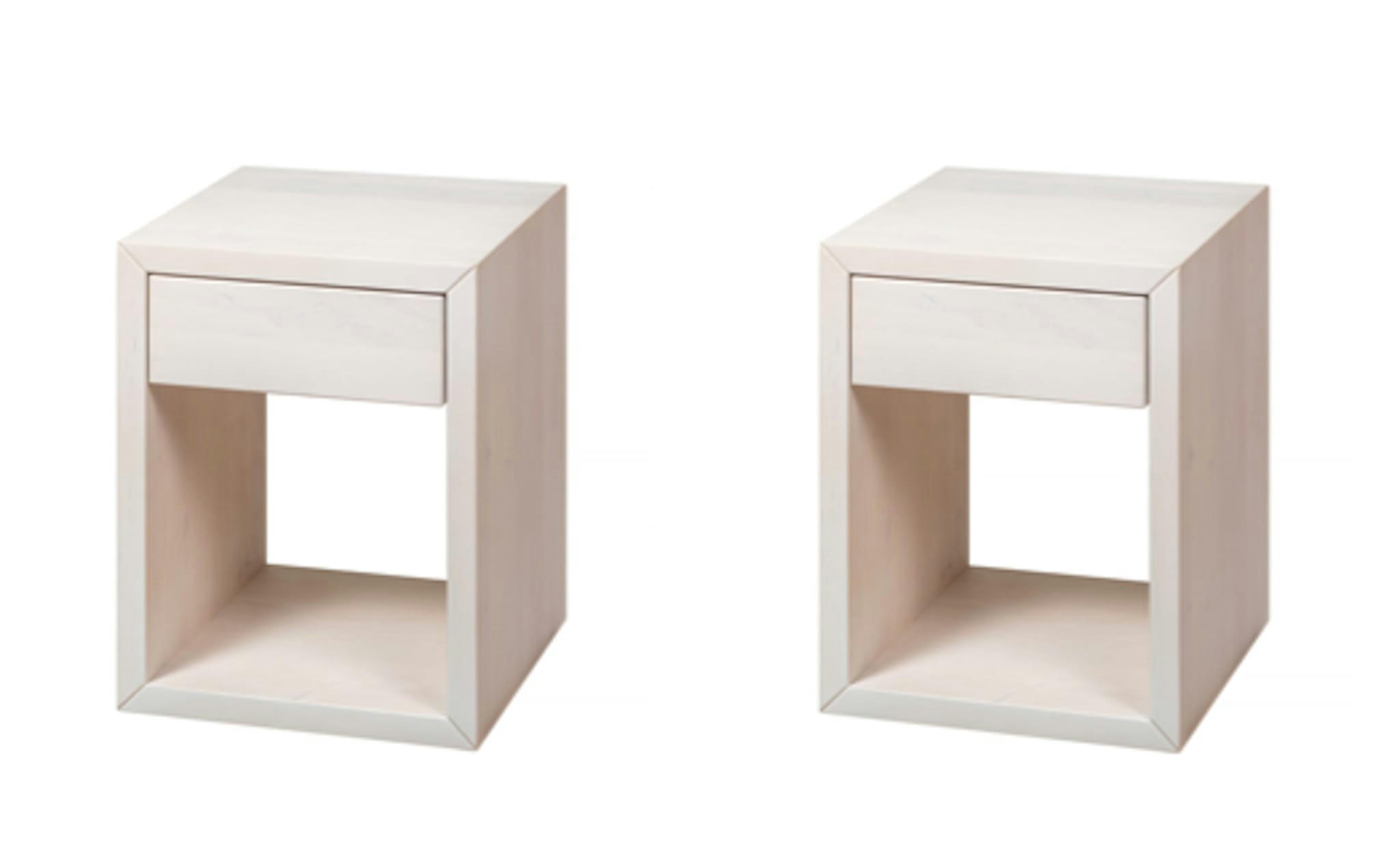 HUGO - Lot de 2 tables de chevet avec tiroir en bouleau blanc, petite