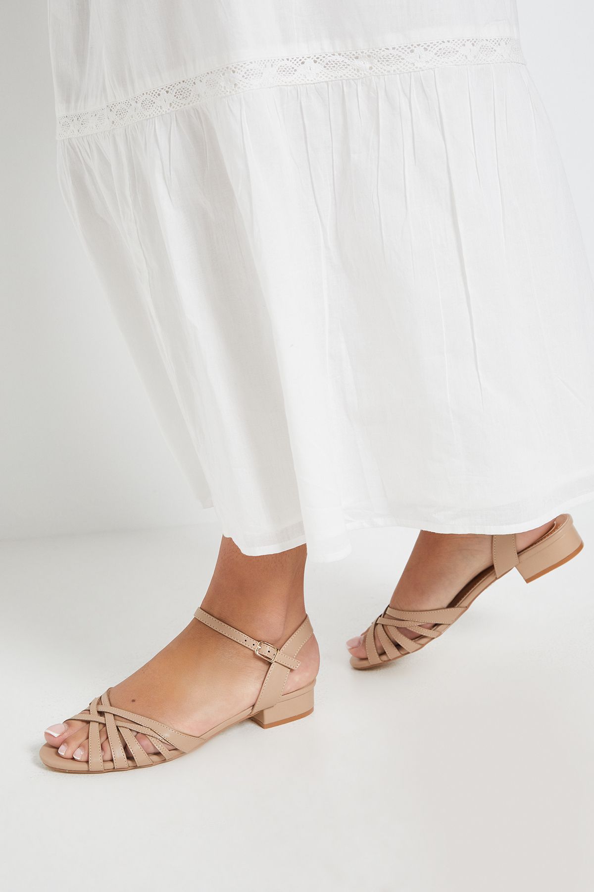 Dorothy Perkins Kathy Faux Leather Cross Strap Flat Sandals