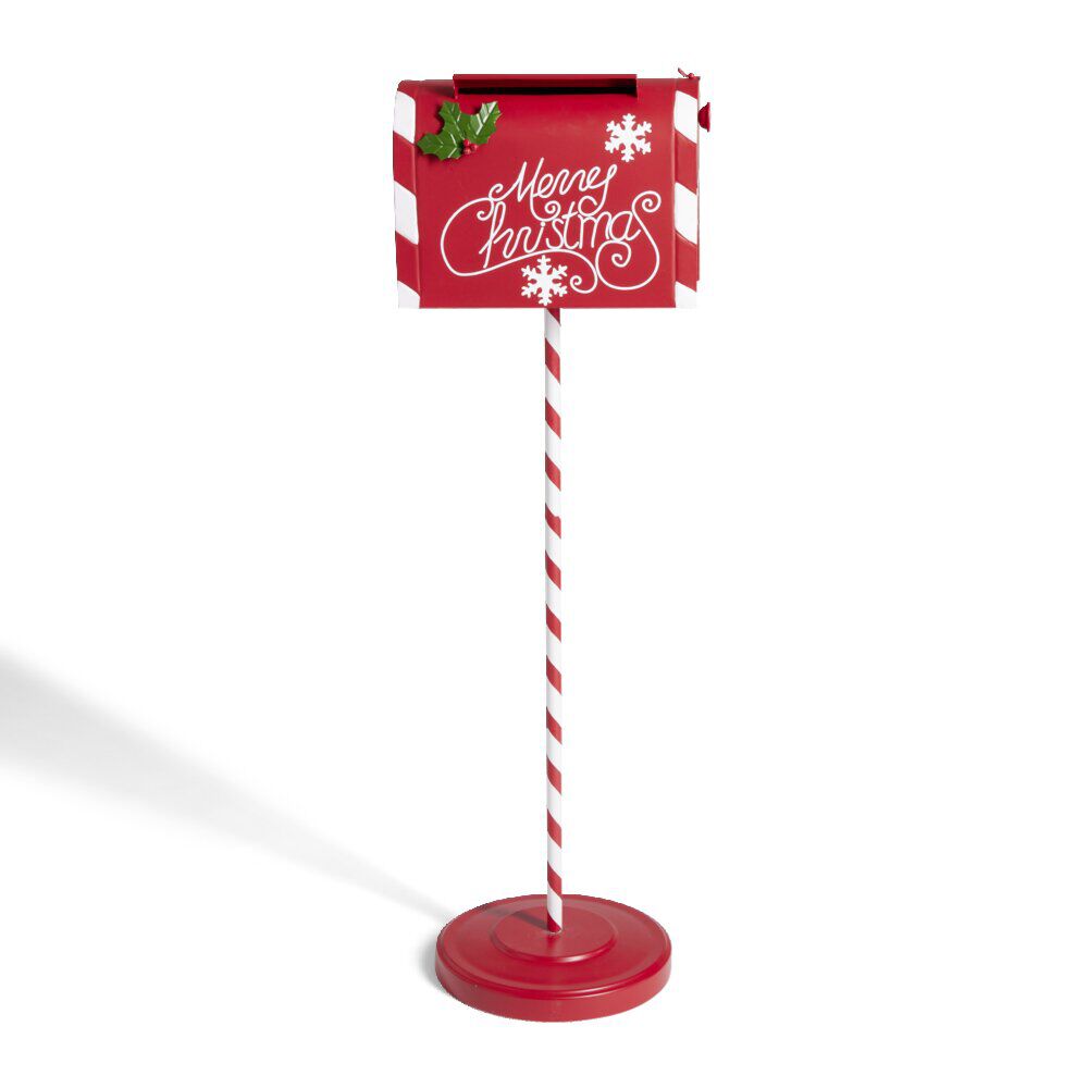 Décoration boÎte aux lettres de No&euml;l rouge et blanche H100cm