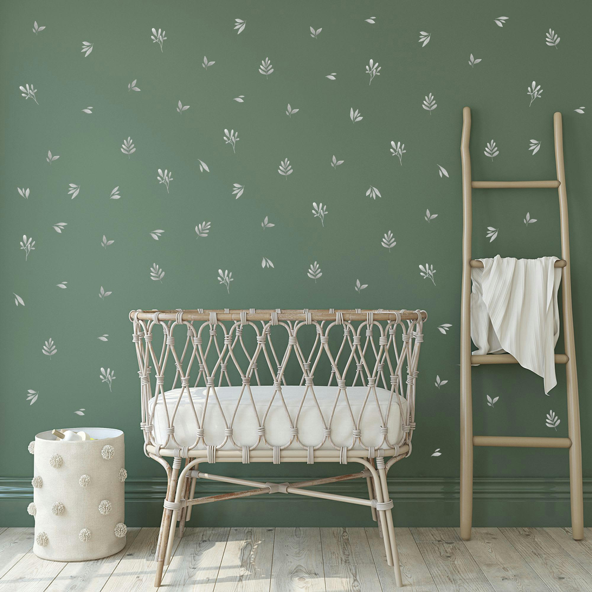 - Stickers muraux plantes décoratives style aquarelle gris