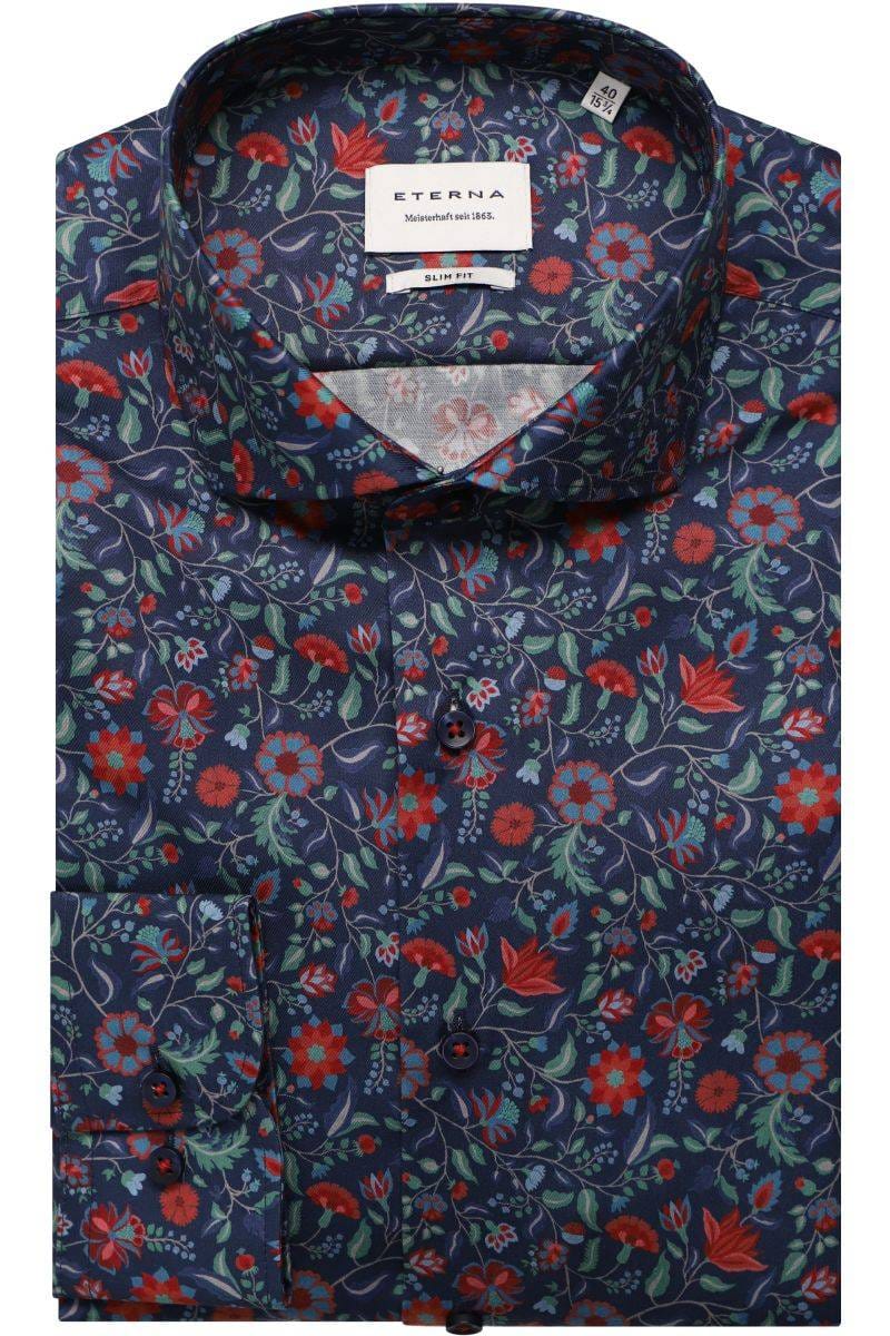 ETERNA Slim Fit Hemd marine, Bedruckt