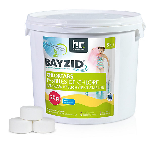 Galets De Chlore Bayzid 20g À Dissolution Lente 4 x 5 Kg, Chlore Stabilisé Pour Une Eau De Piscine Claire Et Saine