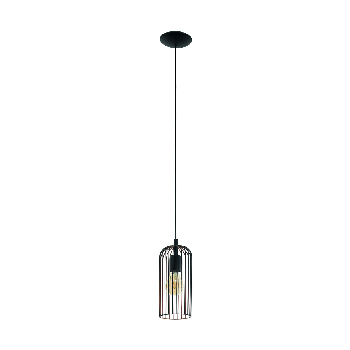 EGLO hanglamp Roccamena - 13 cm - e27 - zwart/koper