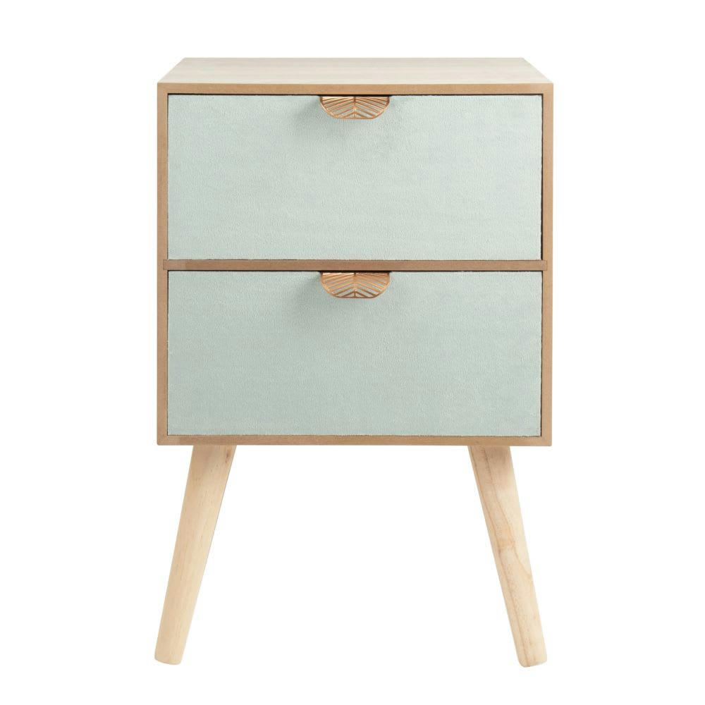 PRAYA - Petit meuble de rangement 2 tiroirs en velours et métal