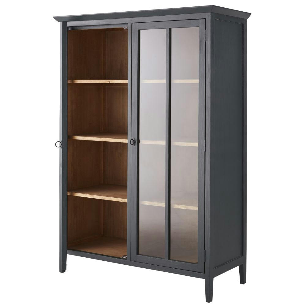 Beaumont - Vitrine 2 portes gris anthracite