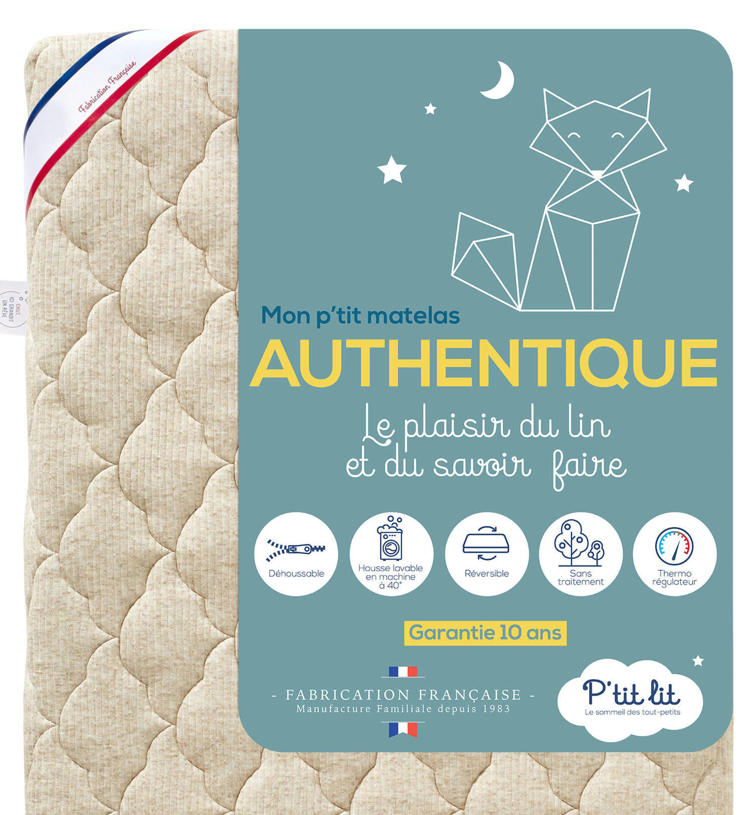 AUTHENTIQUE - Matelas bébé housse en lin d