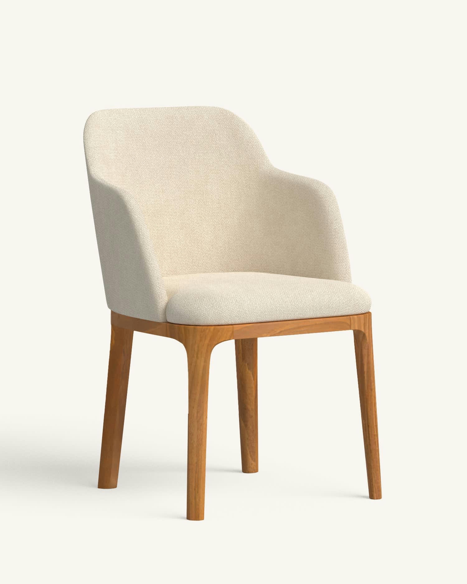 ALENI - 2 Chaises avec tissu fabriqué à la main en couleur beige