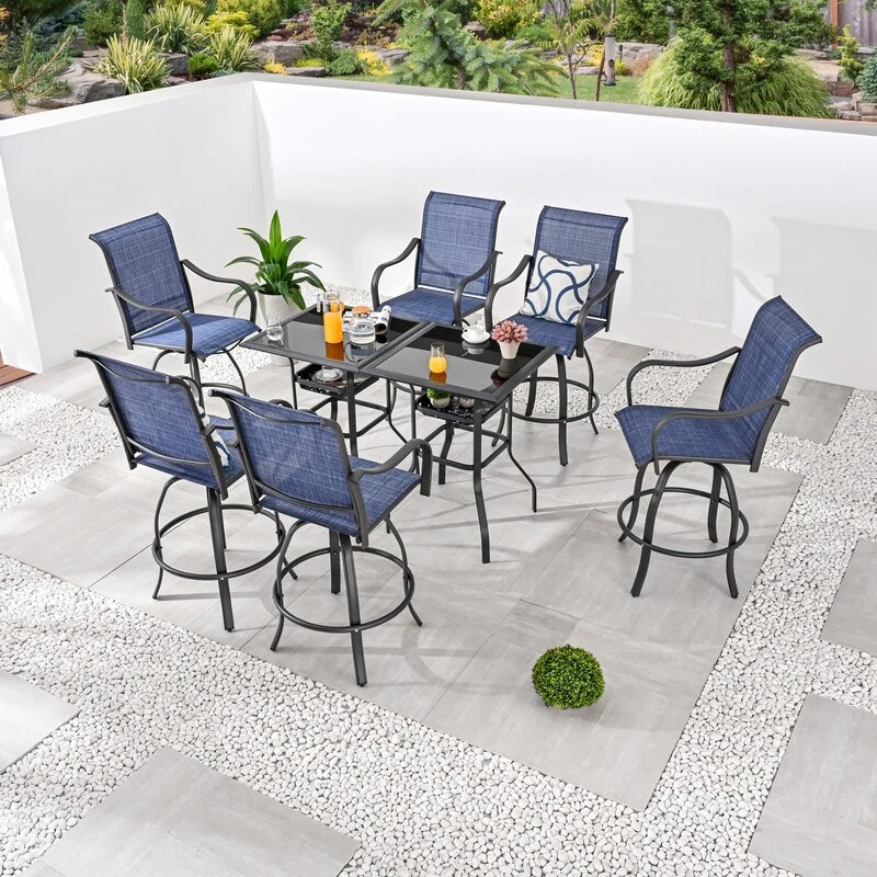 Patio Festival 6-Person Outdoor Bar Height Swivel Bistro Dining Set