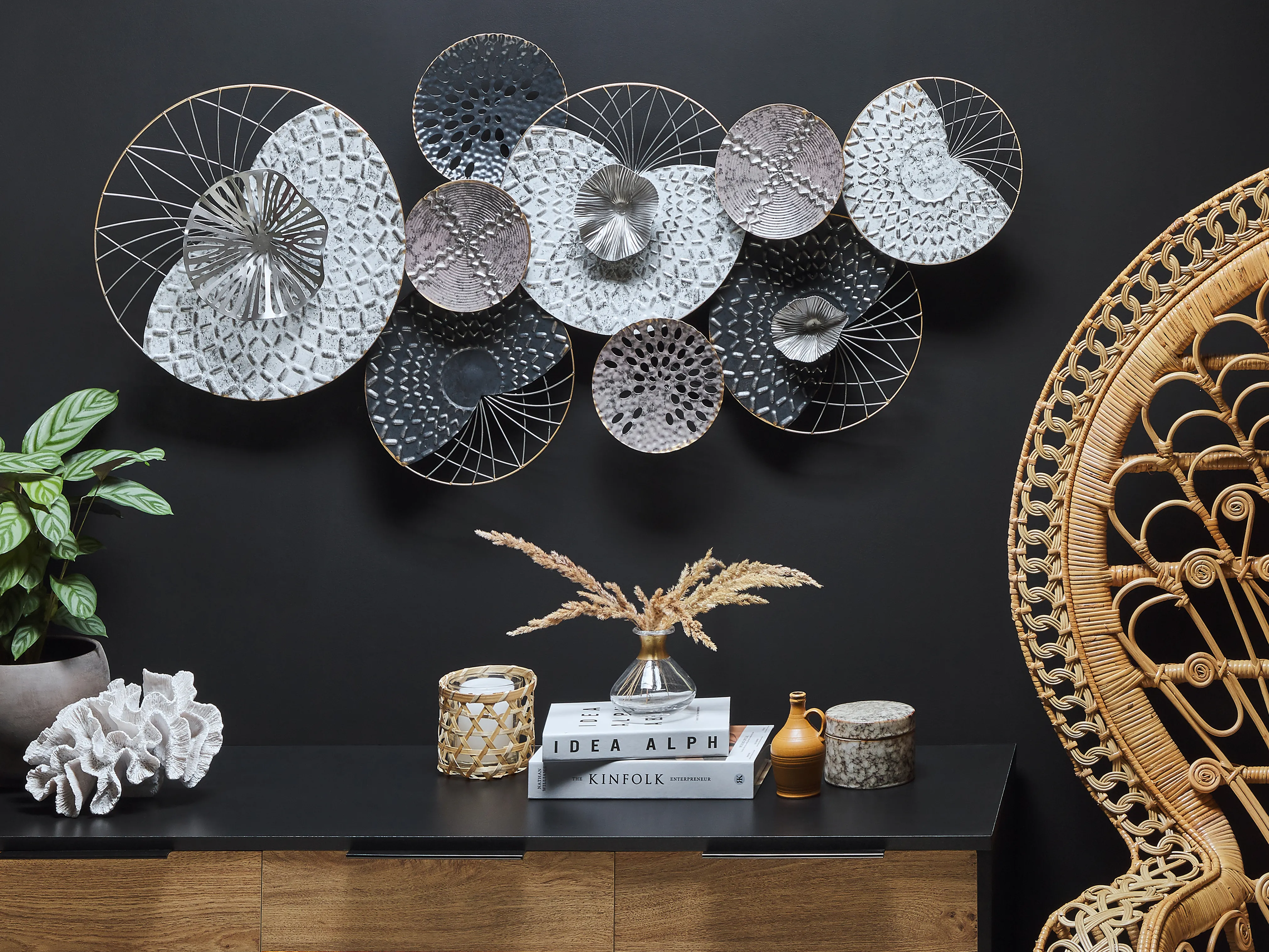 Wall Decor CESIUM Metal 58 cm Silver
