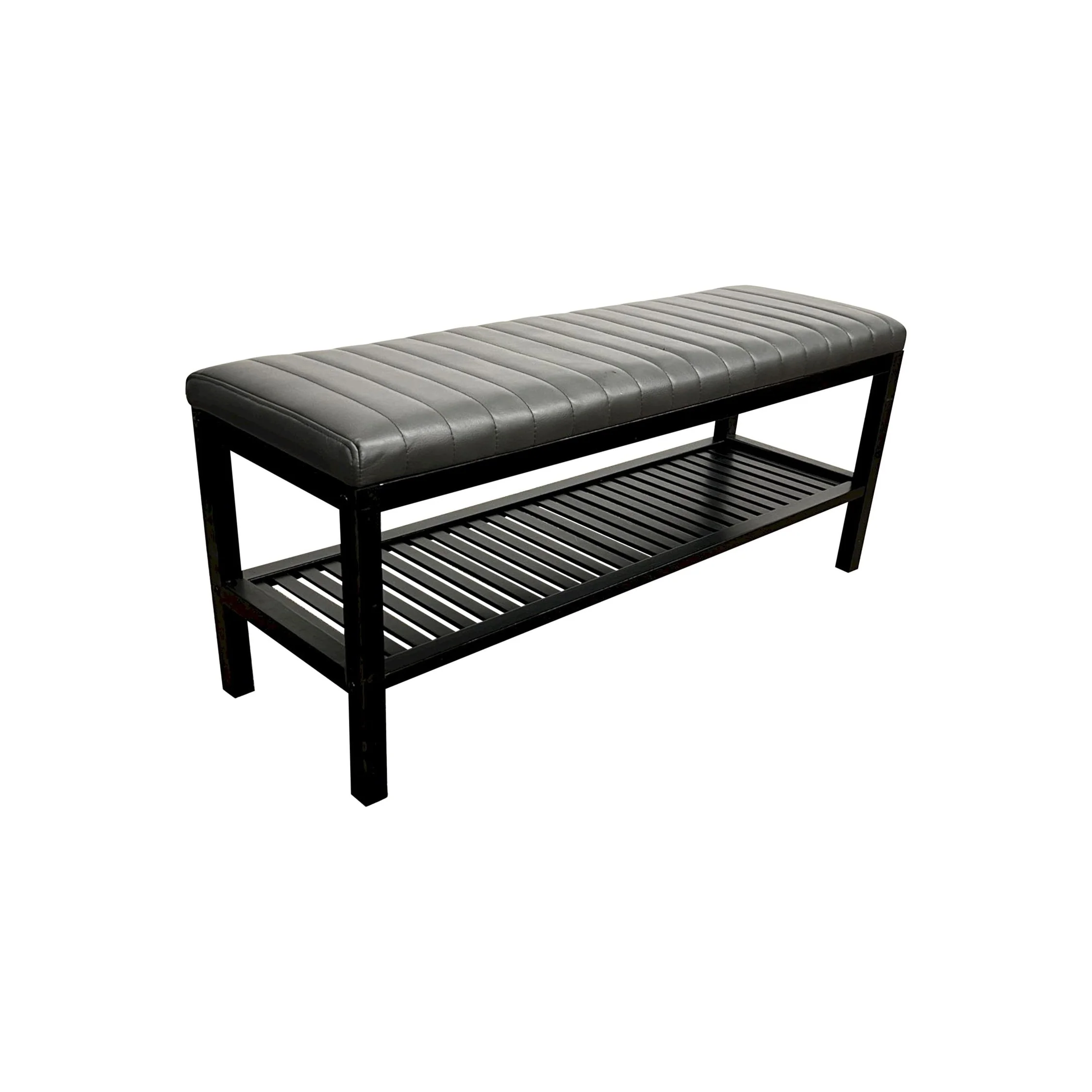 Solid Bamboo Ribbed Padded 40 Bench with Shelf