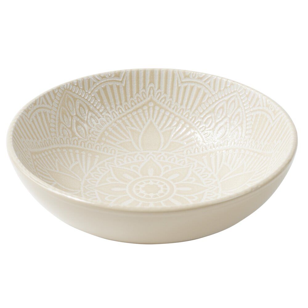 Assiette creuse ronde arabesque céramique beige Ø18,5cm