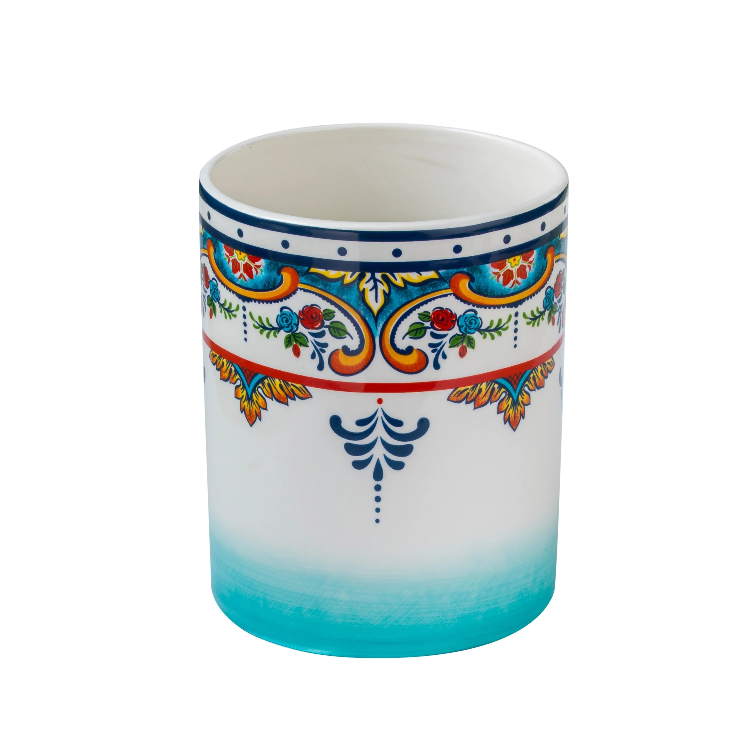 Euro Ceramica Zanzibar Ceramic Utensil Crock - 5.71 in. x 5.71 in. x 7.48 in.