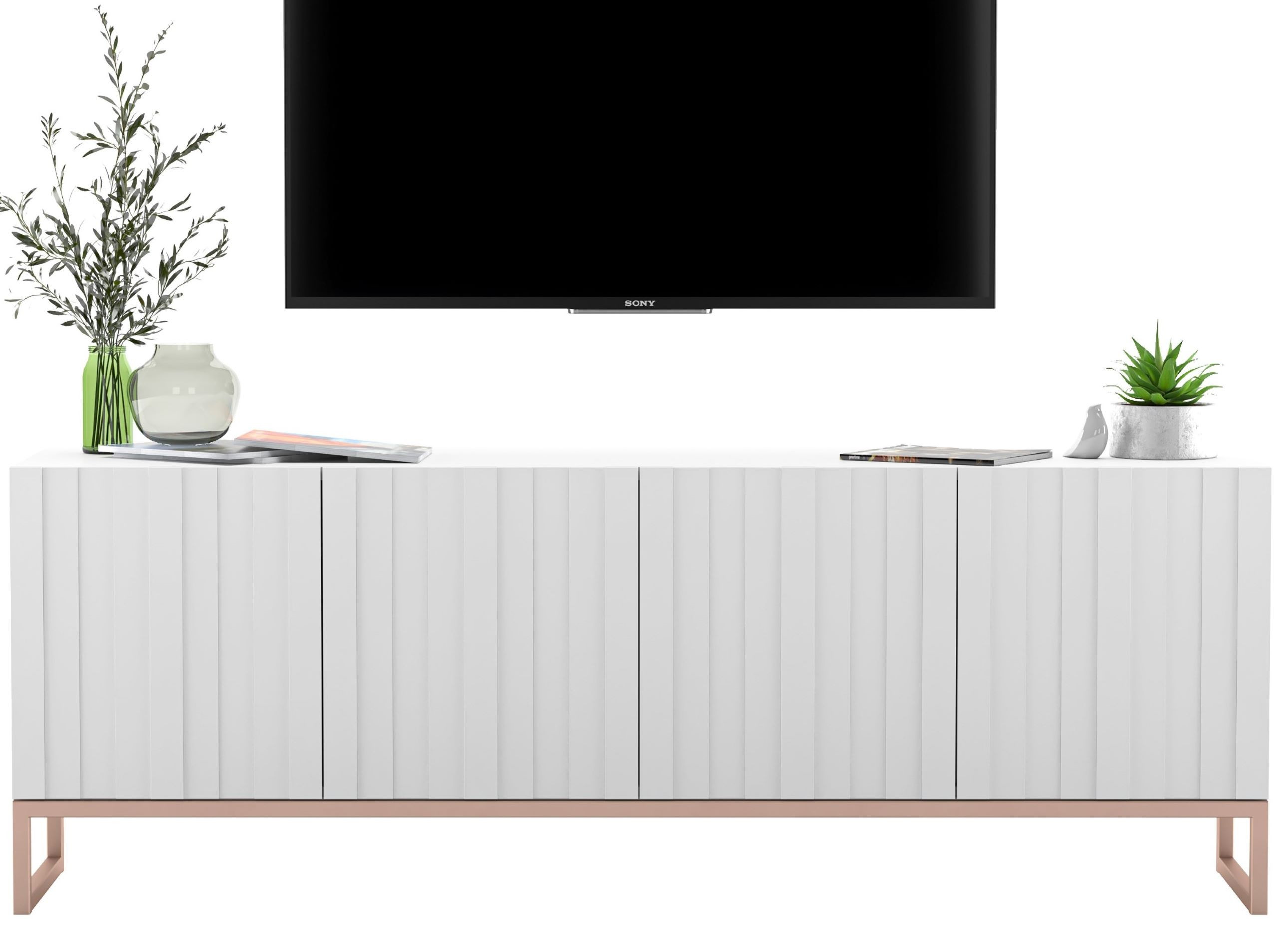 Szafka RTV Glamour Komoda RTV Glamour Biała 150 cm