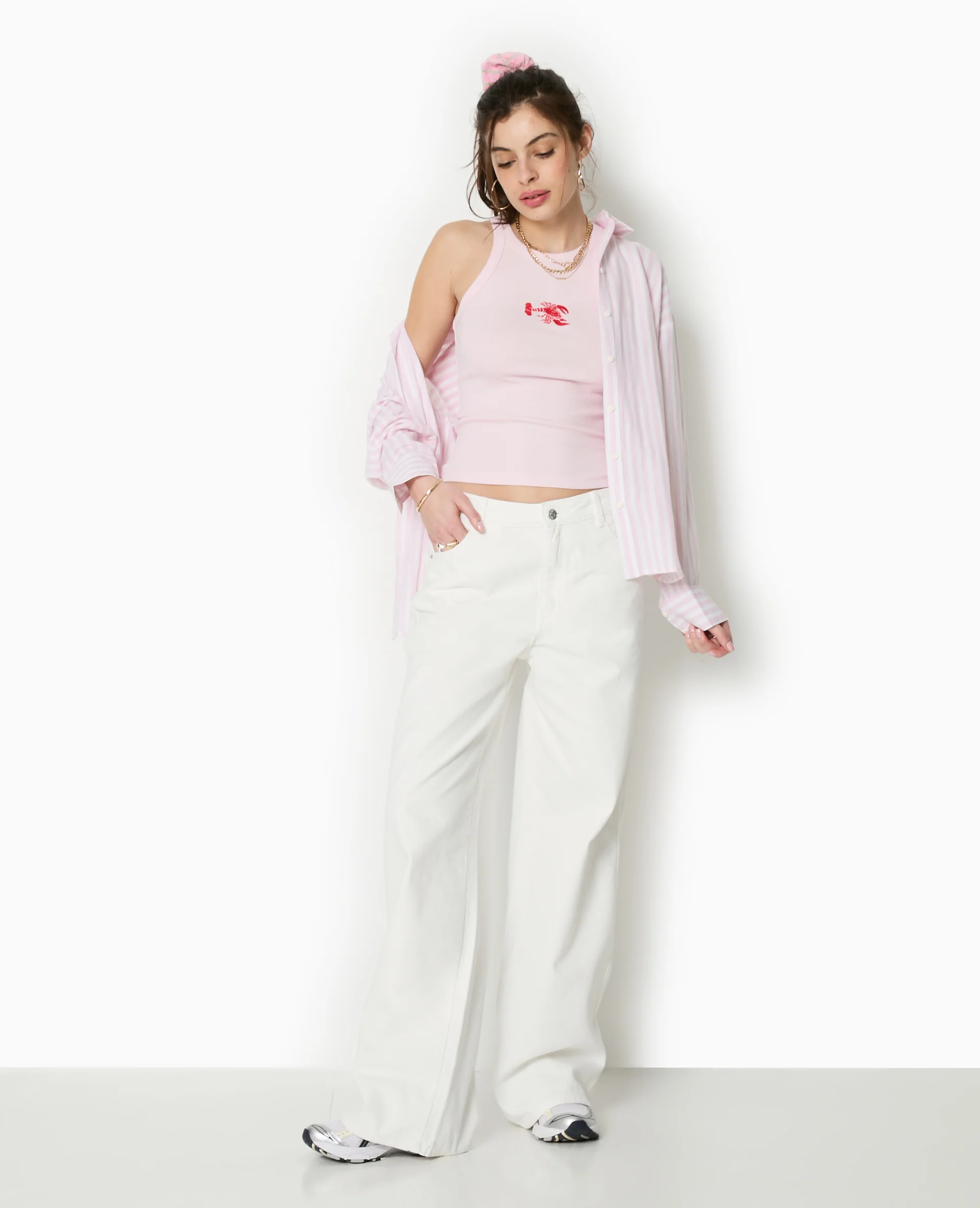 Débardeur en maille côtelée avec broderie