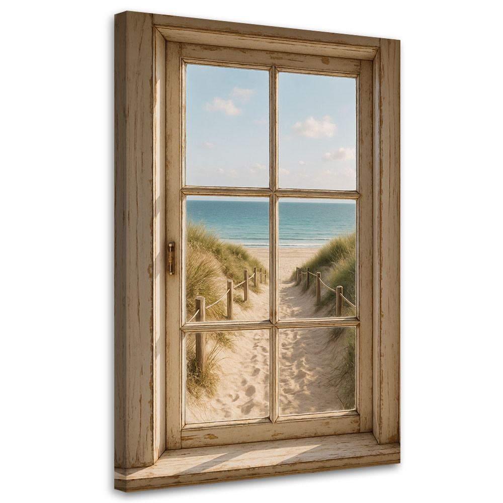 Obraz do salonu, Shabby Chic Widok z okna na plażę 20x30