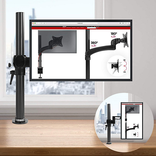 DM351X2 Support écran PC à pince pour bureau Bras de moniteur Rotatif Inclinable Pivotant compatible VESA 75 100 Duronic