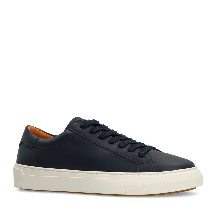 Manfield Donkerblauwe leren sneakers