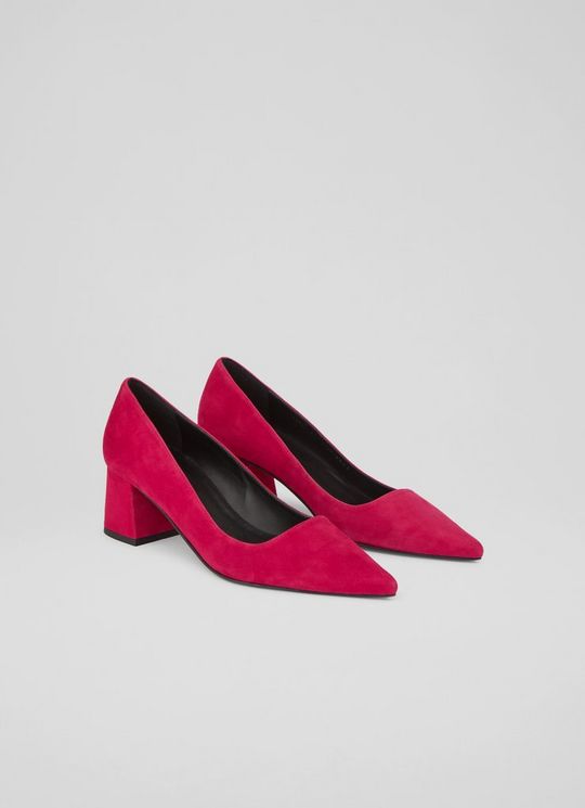 Sloane Pink Suede Block Heel Courts