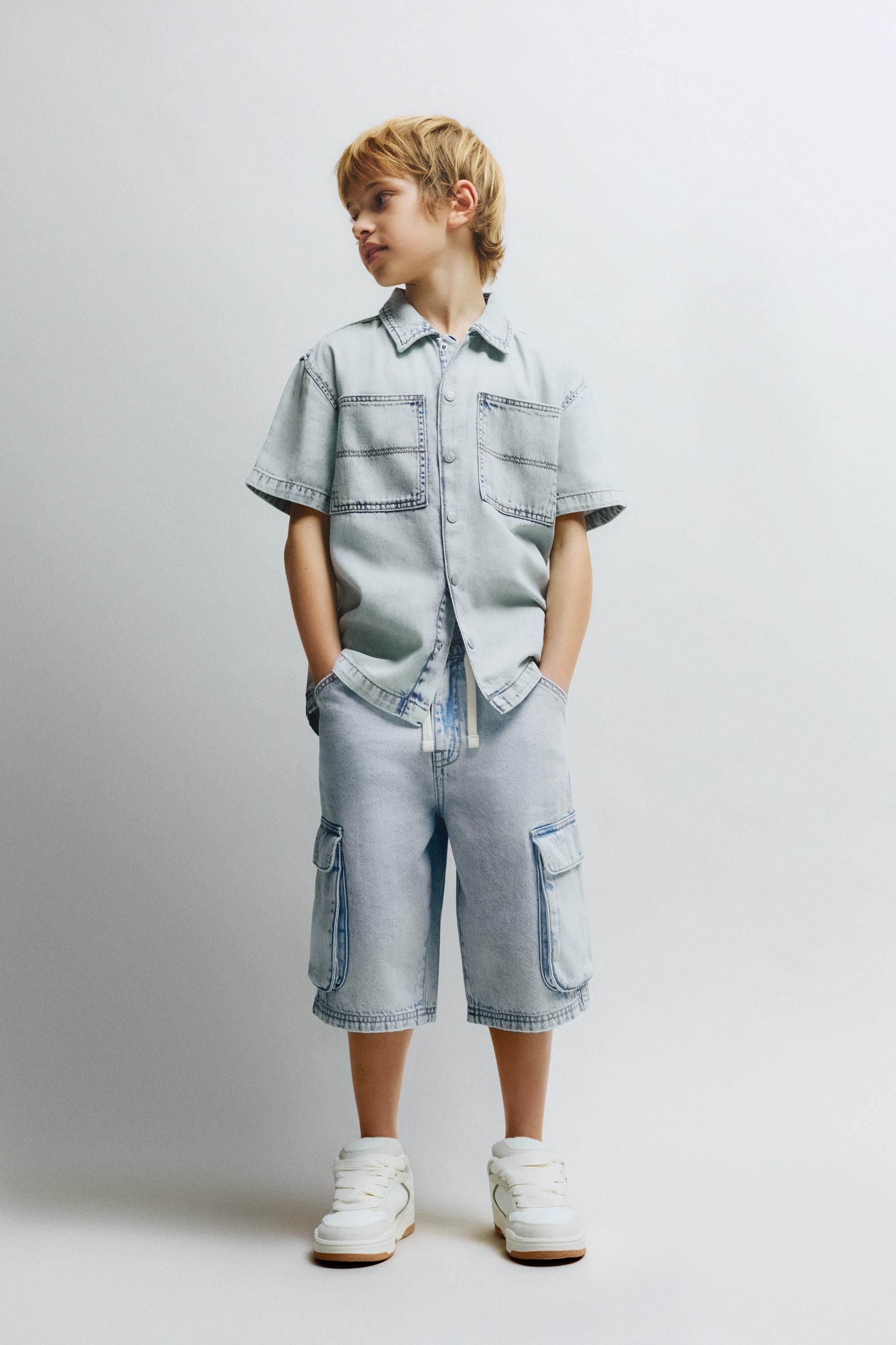Bermuda denim cargo wide leg