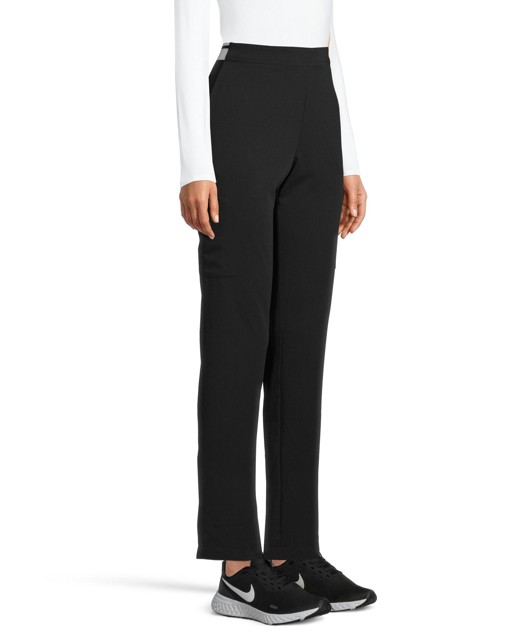 HEALTH PRO Women's Flat Front Mid Rise Cargo Scrub Pants