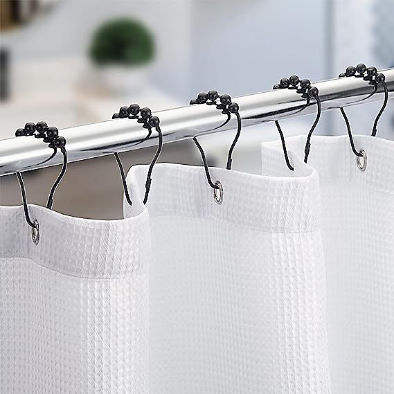 20pcs noir brillant anneau de douche en métal anneau de suspension avec système coulissant pour tringle de rideau de douche