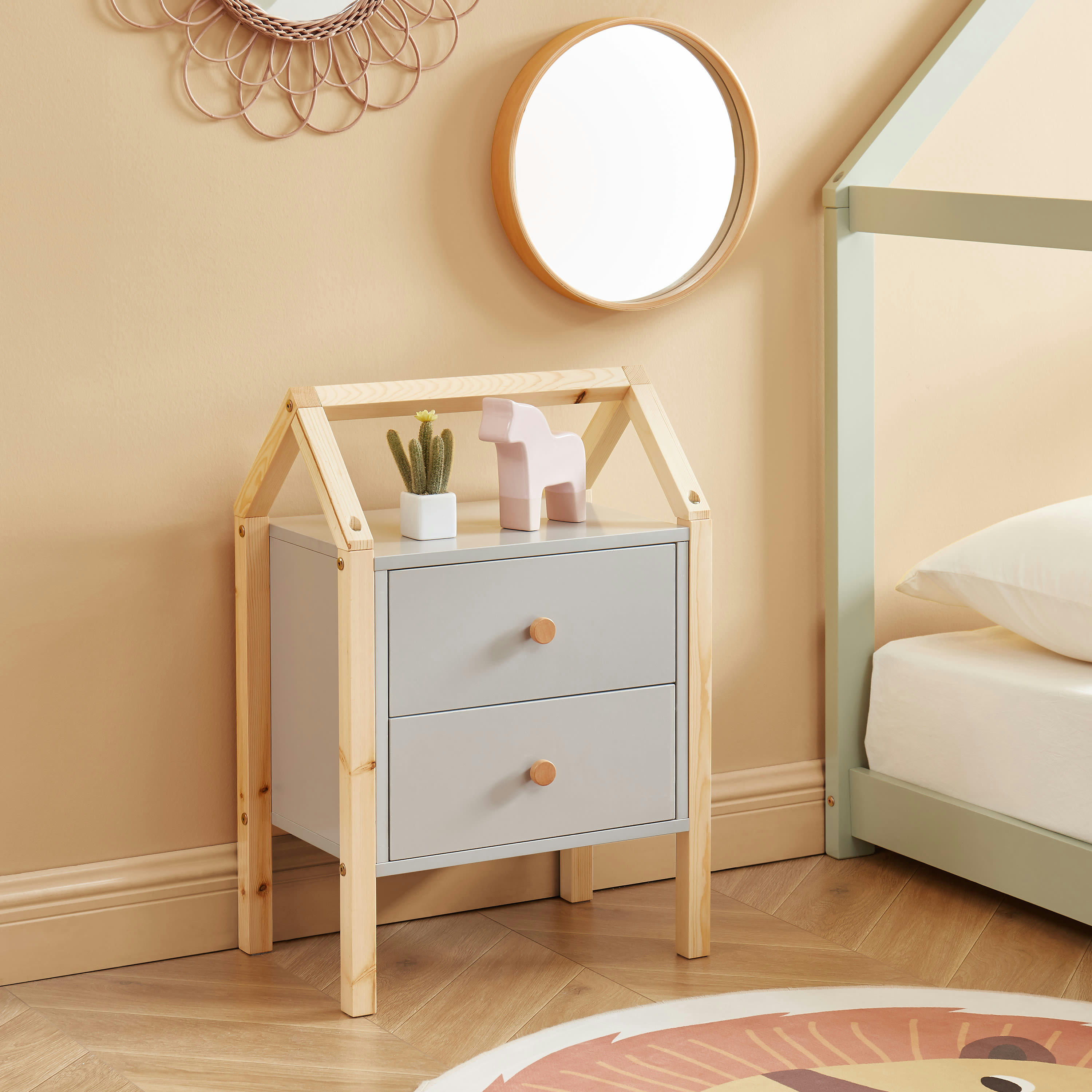 TINY - Table de chevet enfant   gris  2 tiroirs