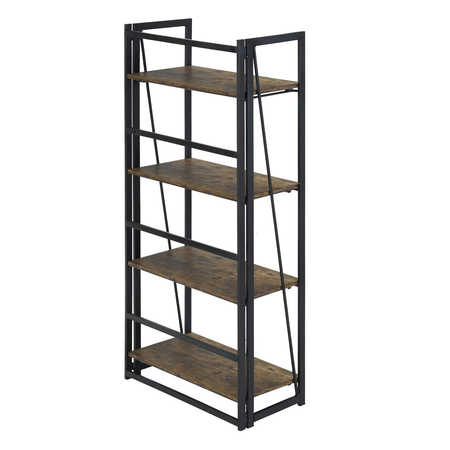 - Bibliothèque pliante à 4 étagères style industriel effet bois