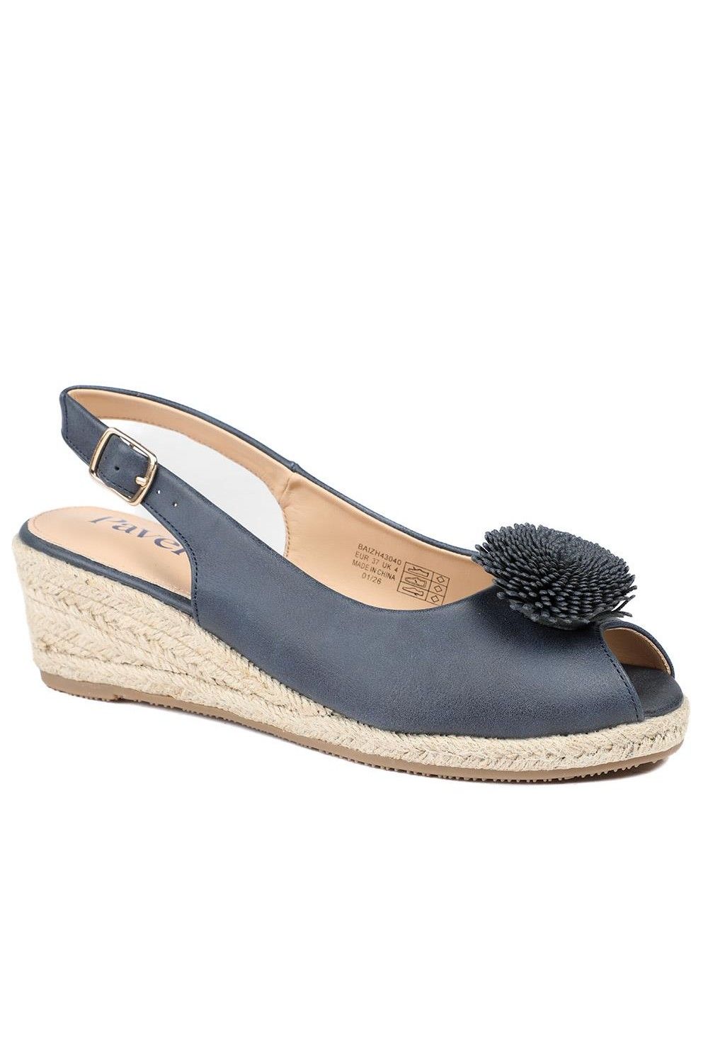 Pavers Flower Detail Peep Toe Wedge Sandals
