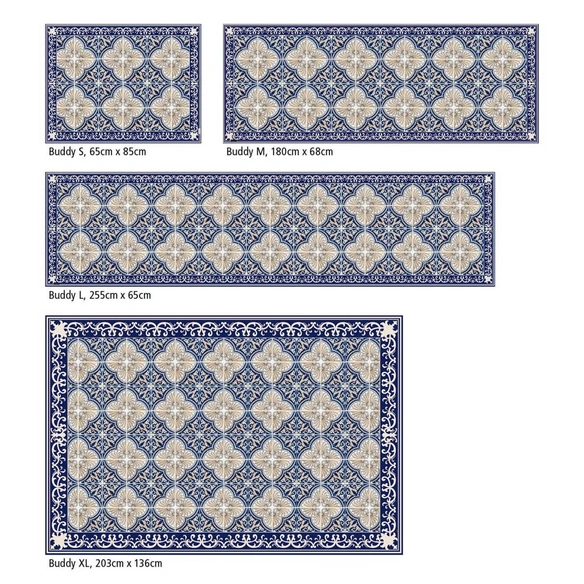 Vinyl Teppich »Luis«, BxL:180 cm x 68 cm, blau|beige