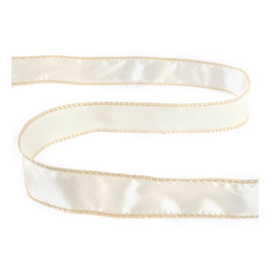 Cream Wire Edge Satin Ribbon 25mm x 3m
