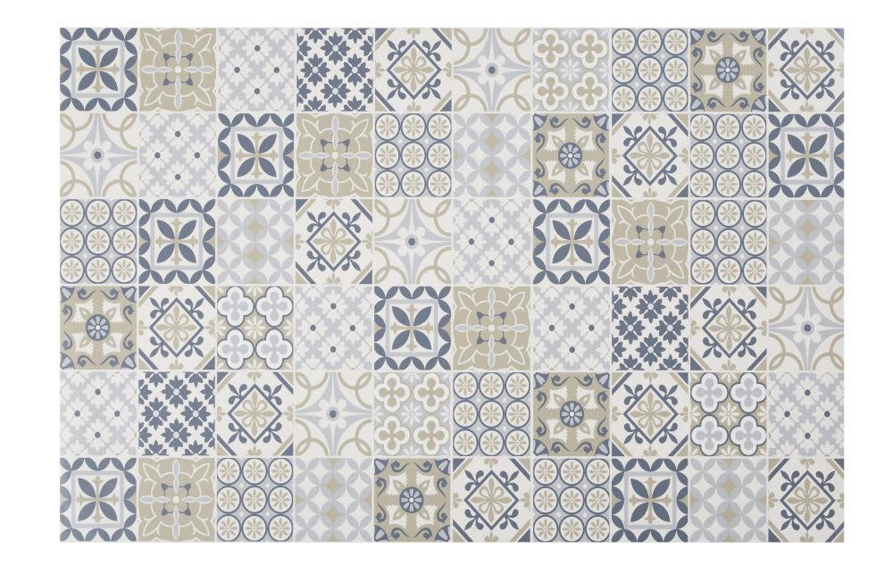 LISBOA - Tapis en vinyle motifs carreaux de ciment multicolores 100x150