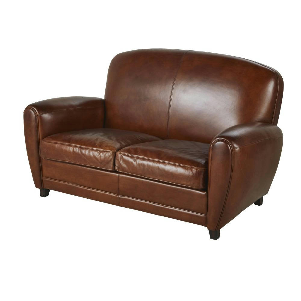 Oxford - Canapé vintage 2 places en cuir marron