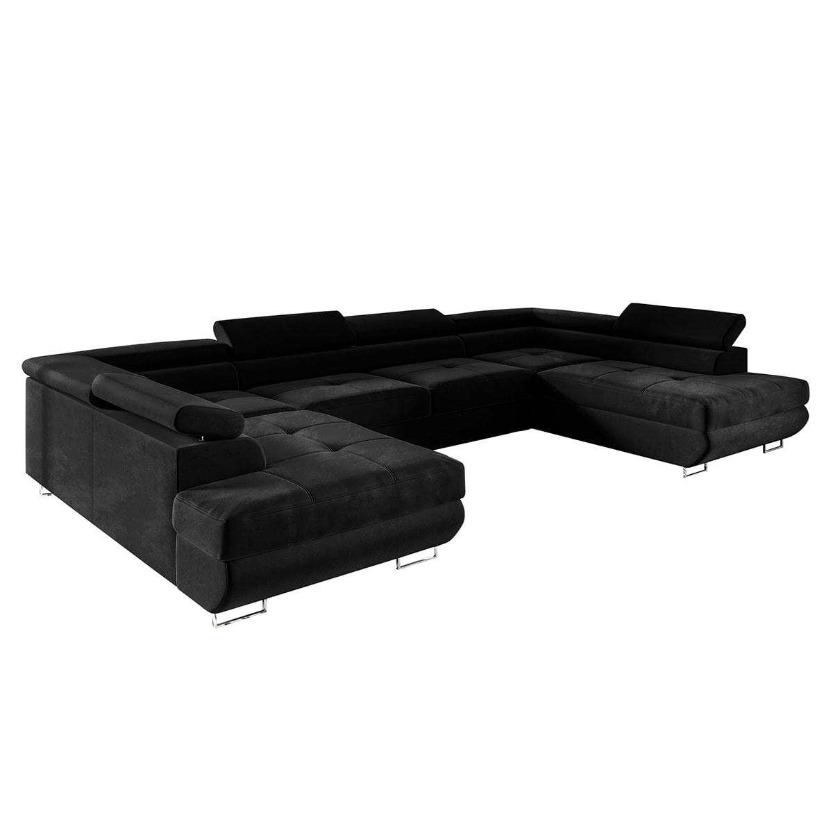 - Canapé en u 5 places convertible noir