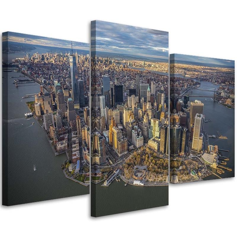 Feeby Obraz tryptyk na płótnie Manhattan z lotu ptaka 60x40