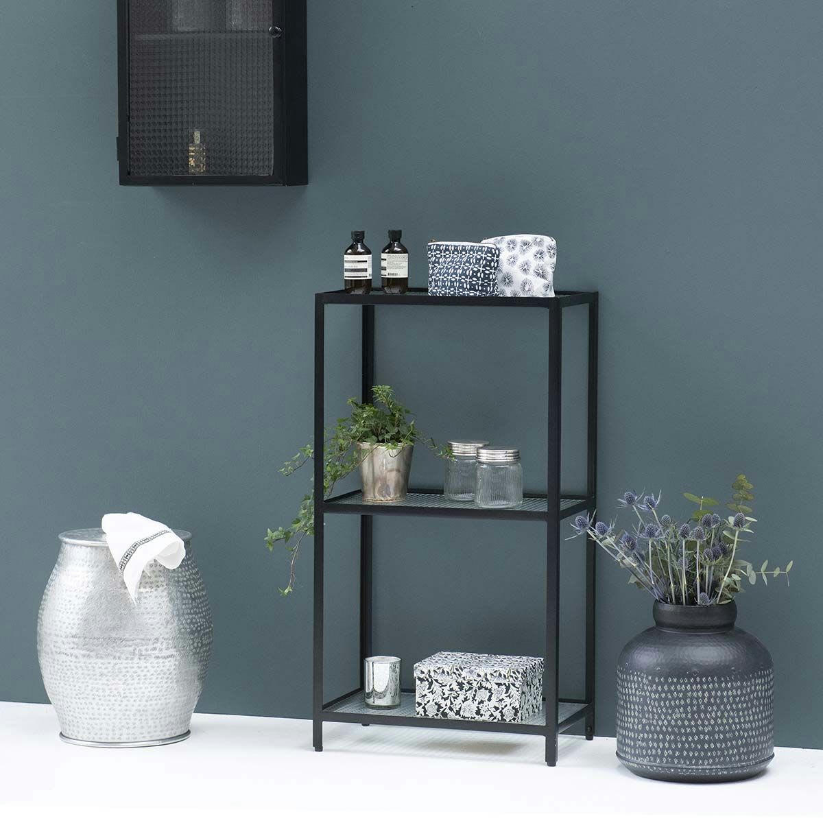 - Bibliothèque métal plateaux verre