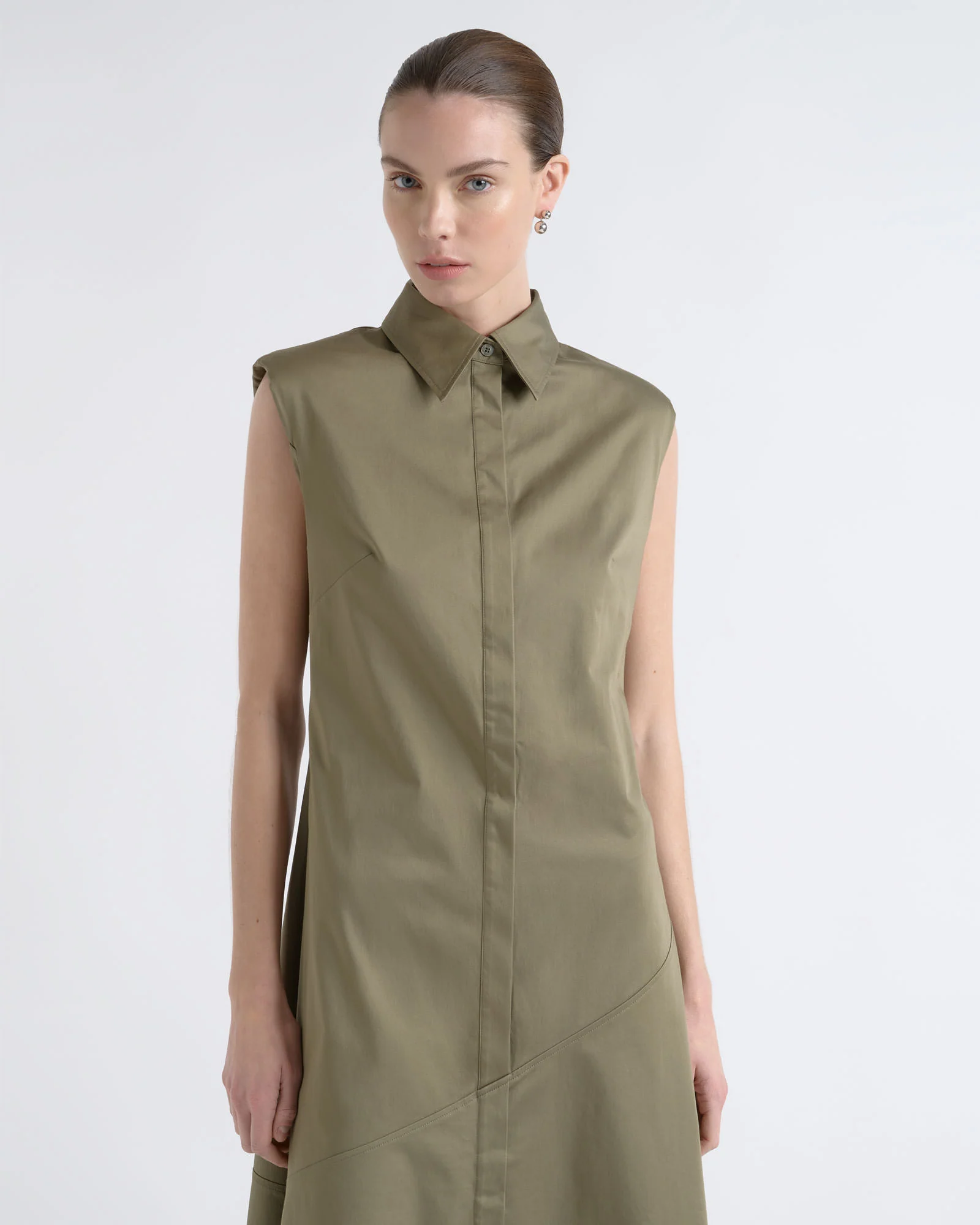 Sleeveless Asymmetric Shirt Dress