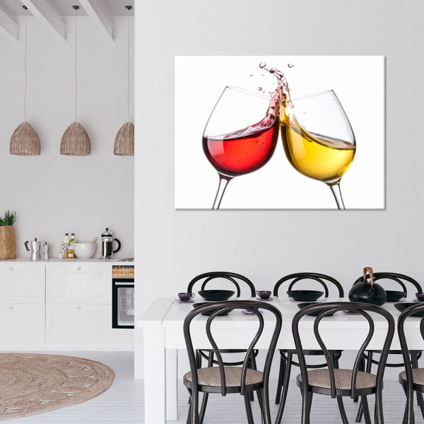 Obraz do salonu kuchni jadalni, Biale i czerwone wino 30x20