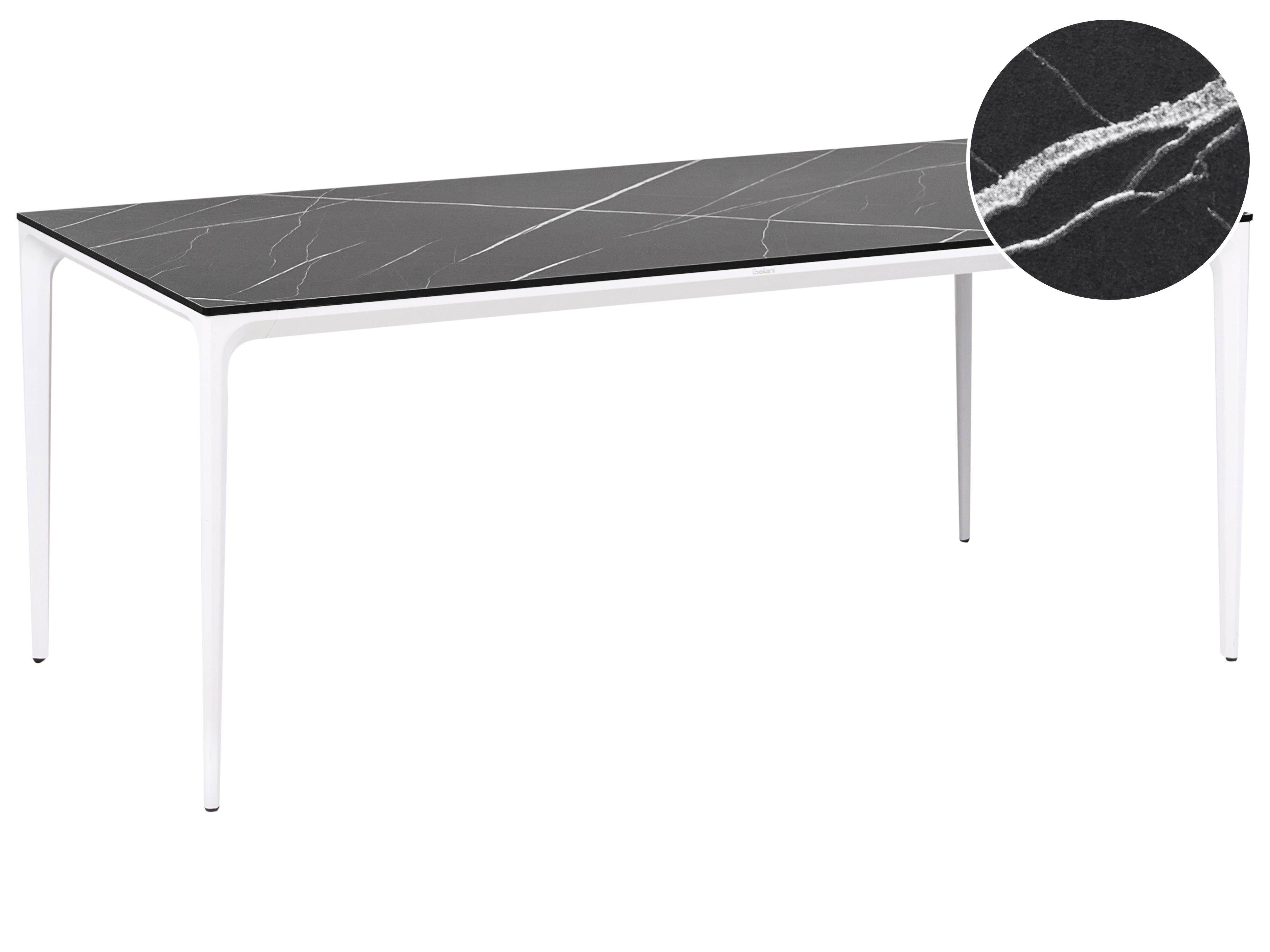Garden Dining Table SOVARETO 180 cm 90 cm Marble Effect Black Marble