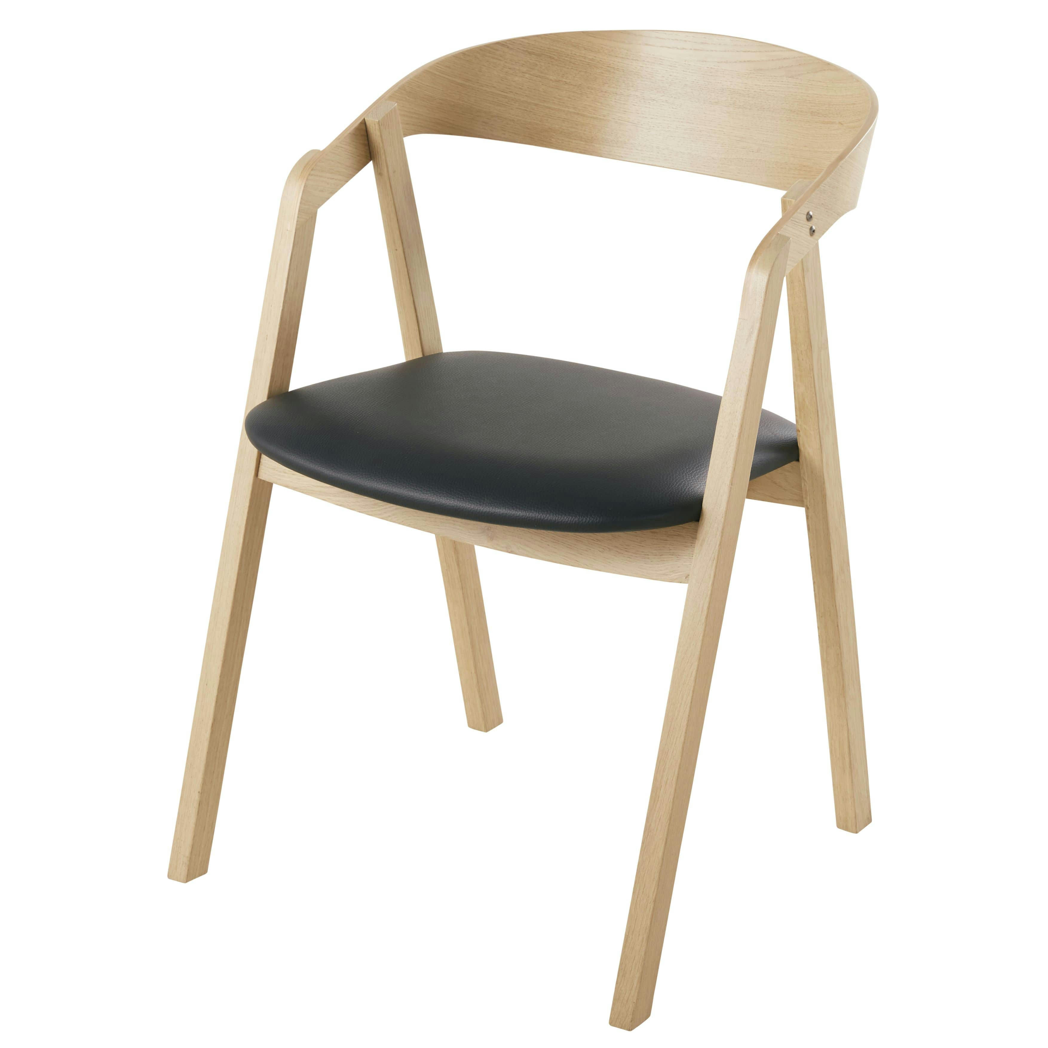 Oakham BUSINESS - Chaises professionnelles en hêtre et textile enduit noir (x2)