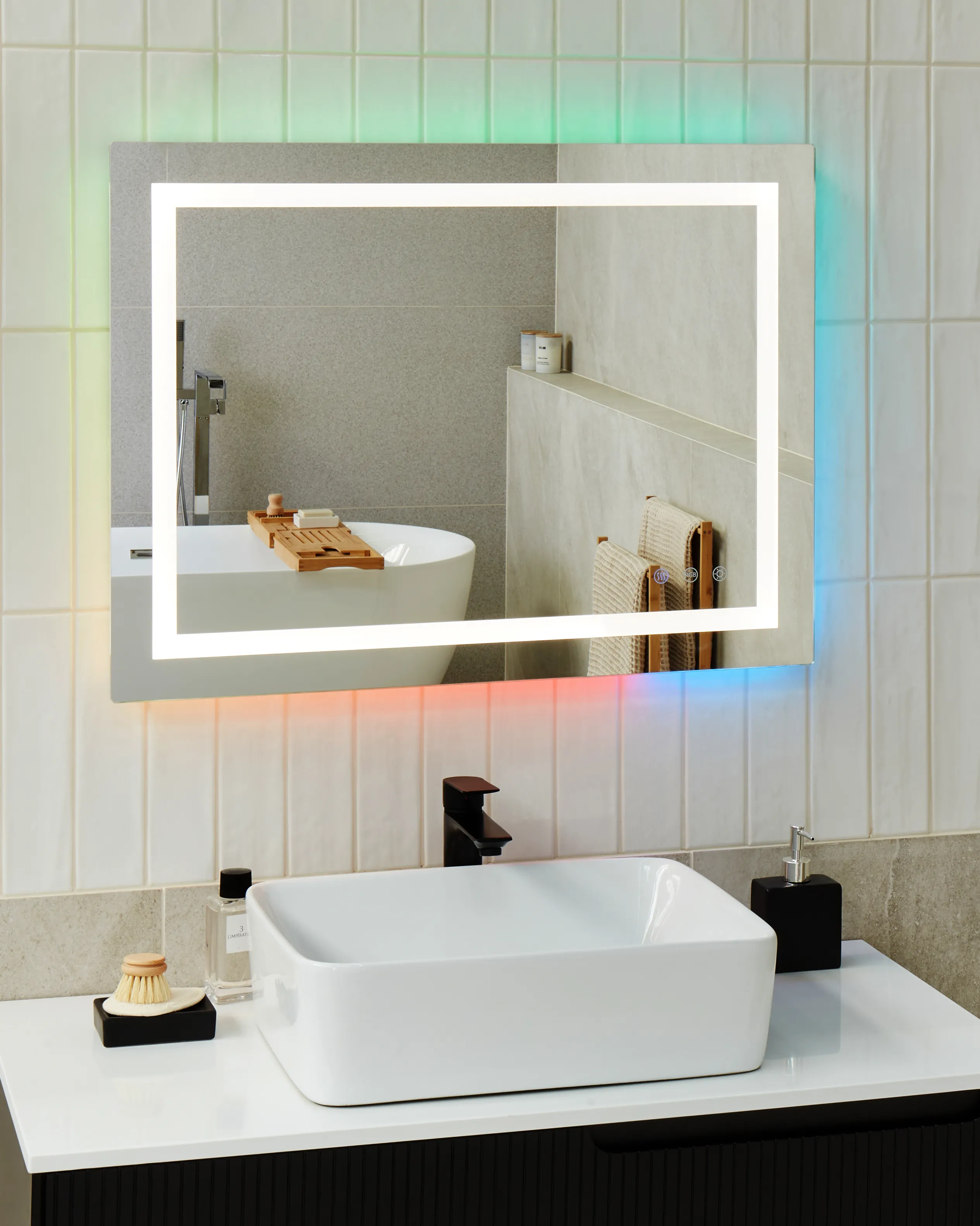 LED Bathroom Mirror PRENOIS 80 cm 60 cm Silver