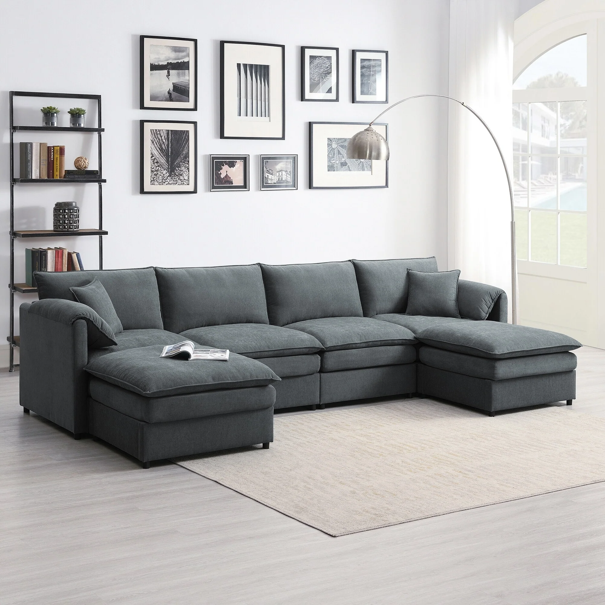 134 Chenille U-Shaped 6-Seater Sofa